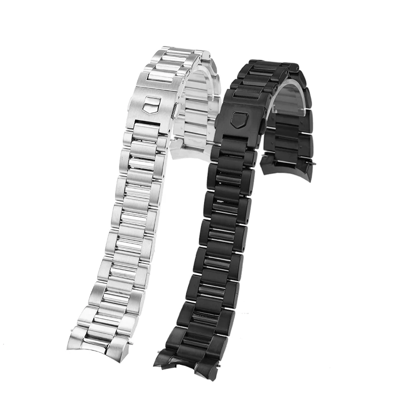 Фото Для часов TAG Heuer Karra WAY201A/201B/211A WAZ2011 из нержавеющей стали с изогнутым металлическим браслетом 22/24 мм, мужские. №5