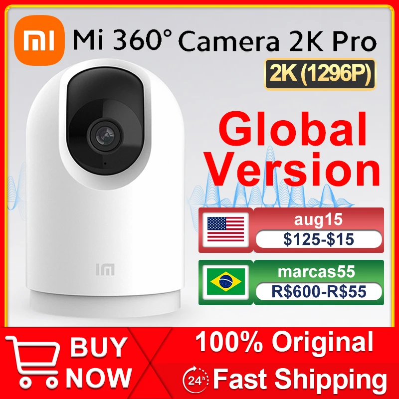 Семейная камера безопасности Xiaomi Mi 360 ° 2K Pro видеоняня 1296P HD ночное видение