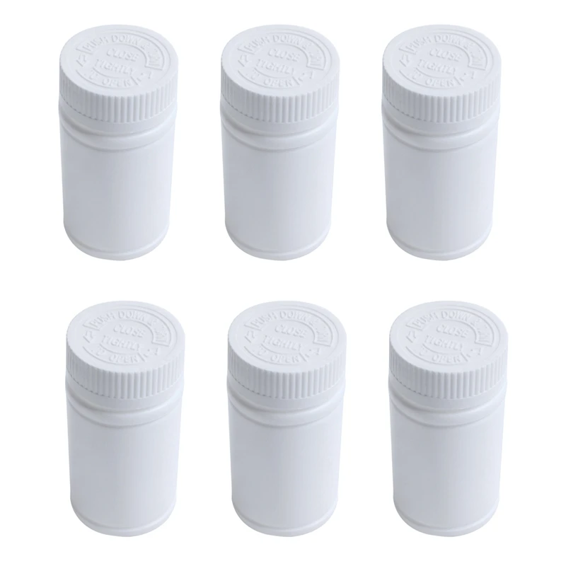 

Пластиковые пустые Медицинские бутылки, контейнер для таблеток, 6 шт., белый