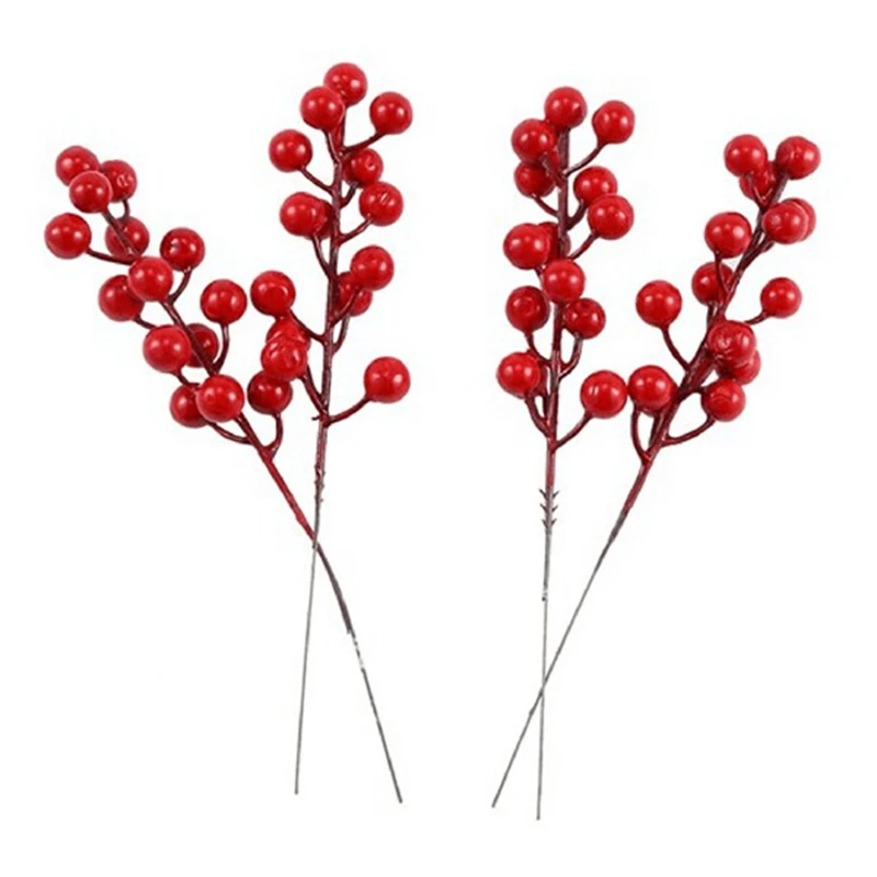 

100 Pack 8Inch Artificial Christmas Red Berries Stems For Christmas Tree Ornaments,DIY Xmas Wreath,Holiday Decor
