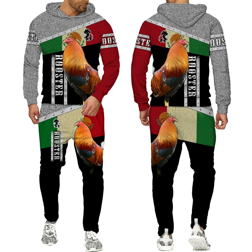 

Pheasant Long Sleeve Clothes Men Tracksuit 2 Piece Set 3D Cool FASHION SWEATSHIRT MAN Jumpsuit Male Uniform Suit Free Shipping
