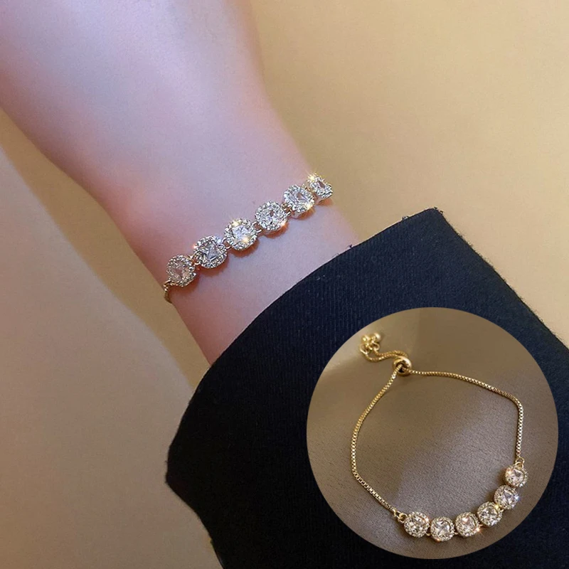 

Crystal Bangle Bracelet Cubic Zirconia Silver Gifts Women Wedding Jewelry