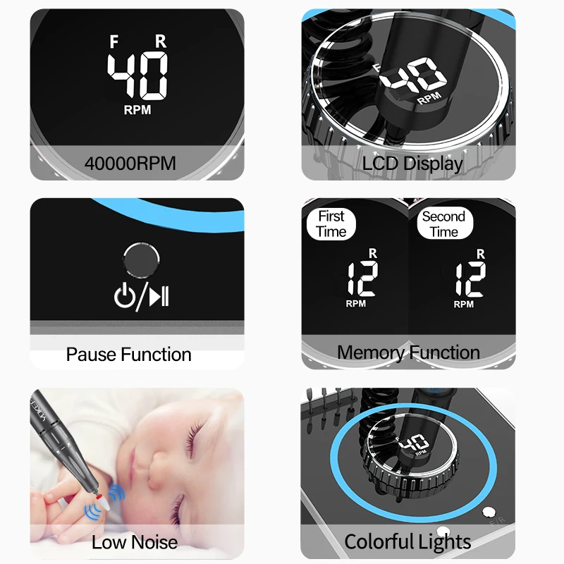 40000 об/мин полировщик для ногтей маникюрная дрель Efile салон профессиональный