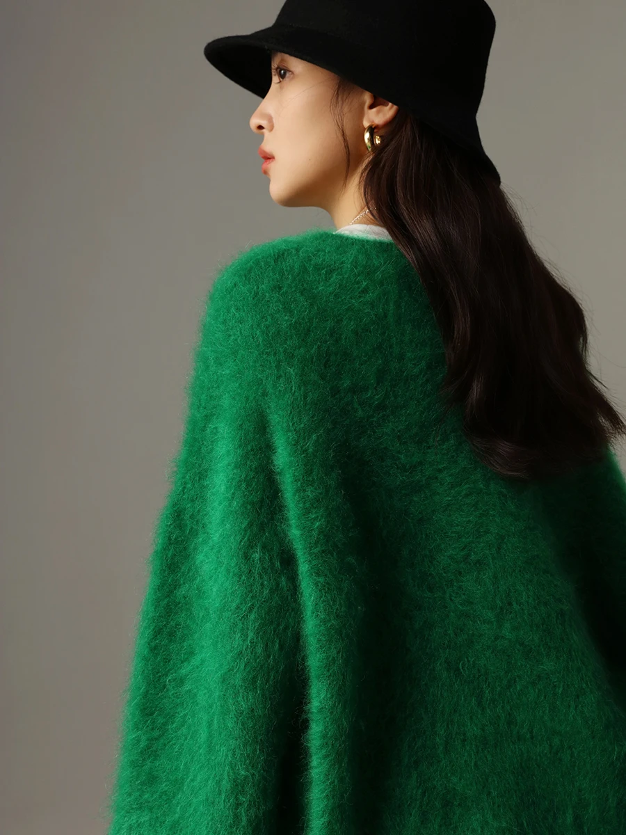 Fanl Brugos Легкий роскошный топ 72% Мохеровый ленивый свободный мягкий клейкий свитер