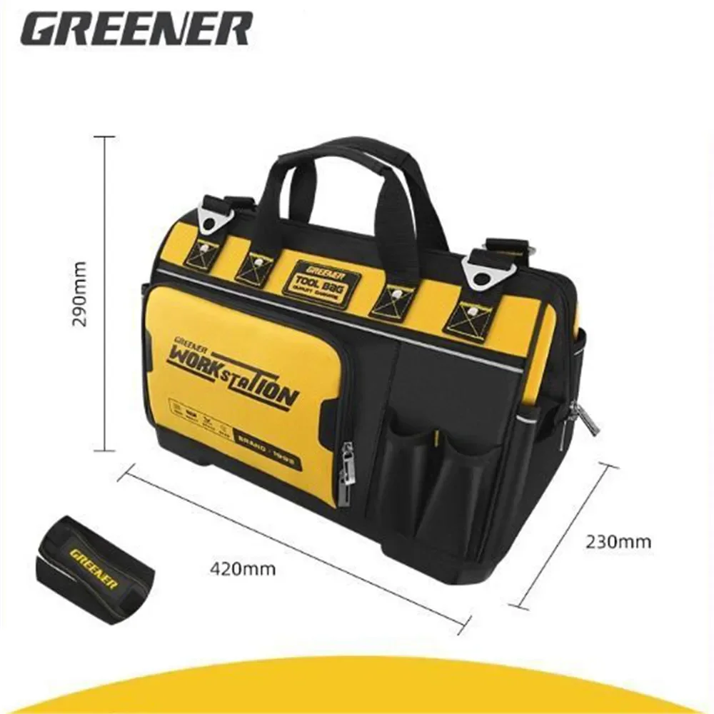 

GREENER сверхмощная сумка для инструментов 1680D с плечевым ремнем для электрика, сумка-органайзер для инструментов, мужской подарок