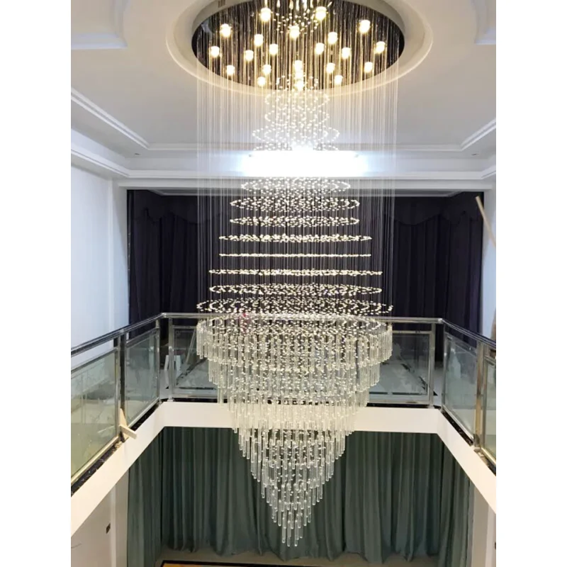

Led Art Chandelier Pendant Lamp Light Modern Duplex Stair Ceiling Luxury Living Room Loft Crystal Atmospheric Hotel Villa