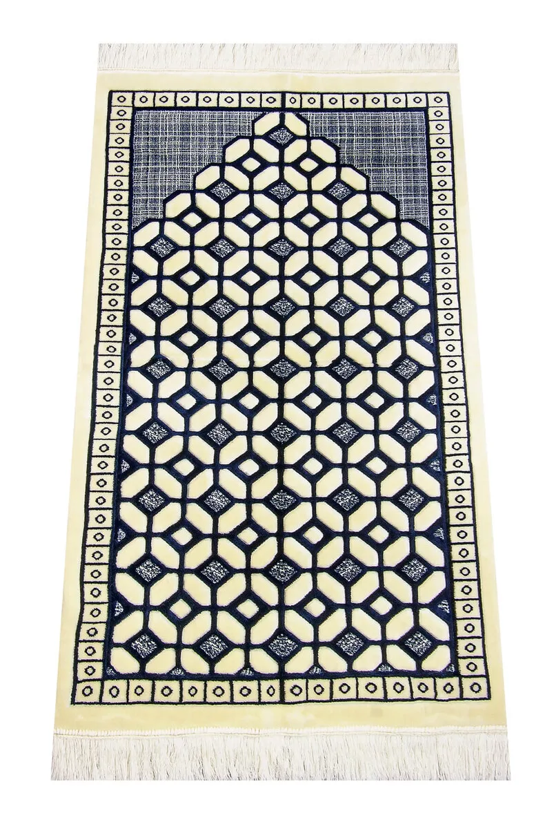 IQRAH Carpet Type Thick Special Lux Velvet Prayer Mat Mediterranean-Navy Blue Color