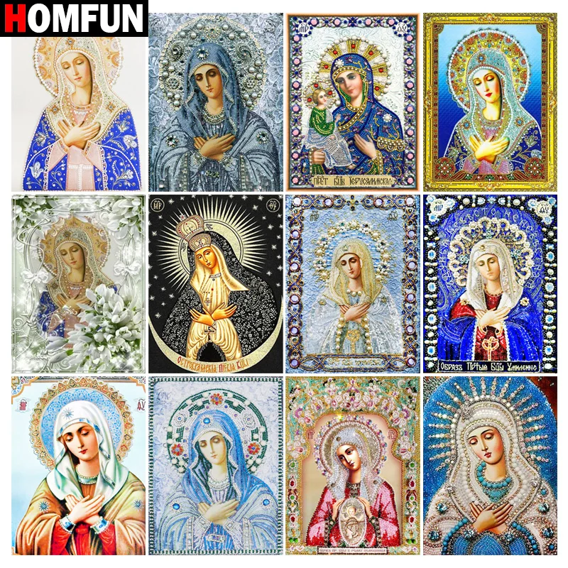 

HOMFUN "Religious Woman" Diamond Painting 5D Full Square/Round Drill Home Decor DIY Diamond Embroidery Cross Stitch
