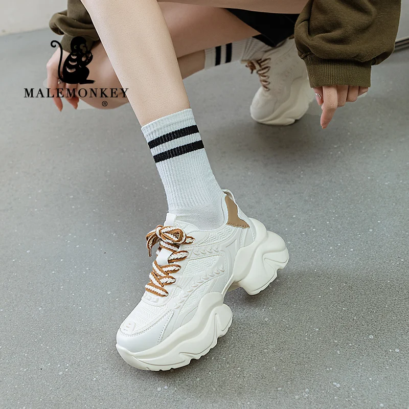 Platform Sneakers Women 2023 New Trendy Patchwork Comfortable Chunky Shoes Lace-up Ladies Trainers Spring Autumn Female Shoes