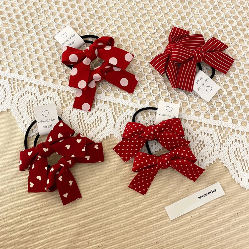 

Baby Cute Heart Children 2 Pcs/Set Dot Hair Accessories Bow Hair Ropes Hair Bands Rubber Bands