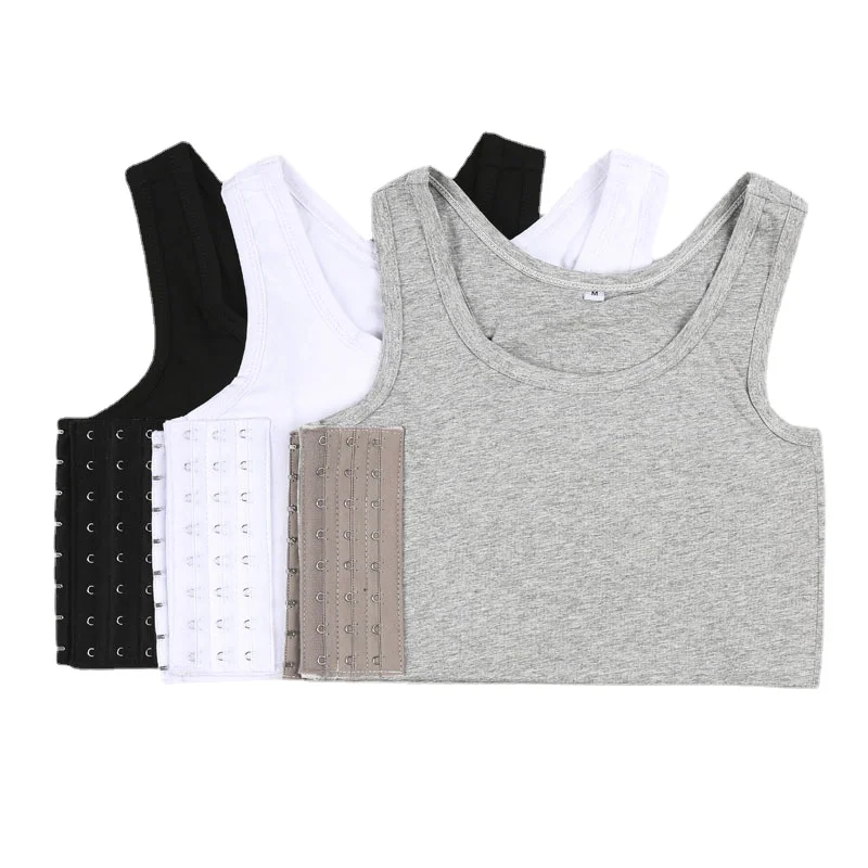 HaleyChan Womens Tomboy Trans Lesbian FTM Cotton Chest Binder Plus Size Short Tank Top with Elastic Band Women's Corset Crop Top