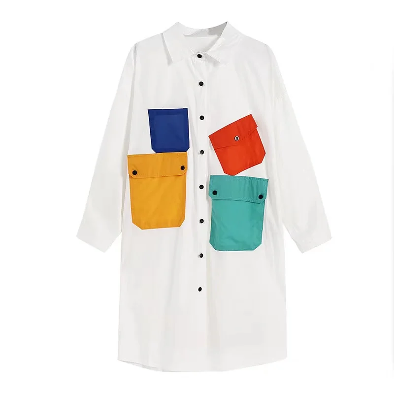 Европейские товары юбка-рубашка в иностранном стиле контрастных цветов с