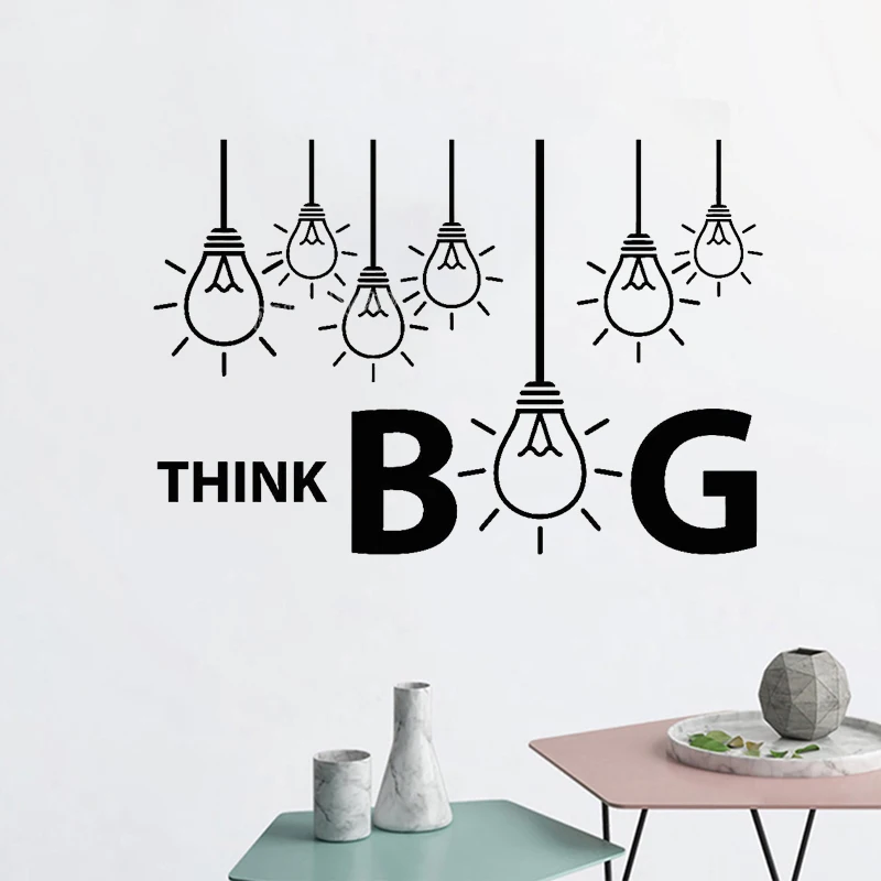 Креативная Настенная Наклейка с лампочками Виниловая наклейка надписью Think Big