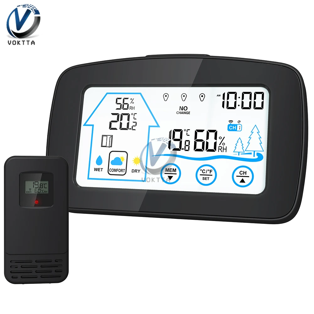 Backlit Touch Screen Wall Clock Digital Temperature Sensor