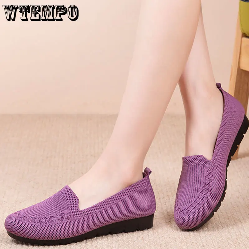 WTEMPO Women Summer Mesh Breathable Flat Shoes Ladies Comfort Light Sneaker Casual Slip on Loafers Spring Summer Wholesale