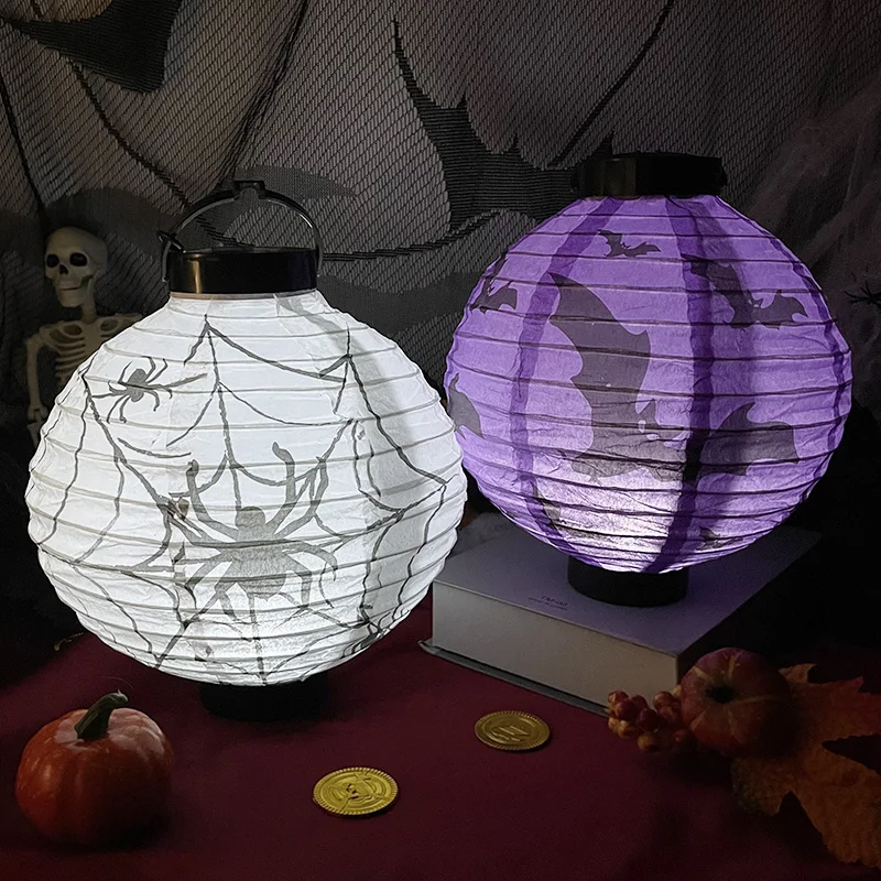 

2Pc LED Halloween Decoration Paper Lantern Light Pumpkin Spider Hanging Lampion Portable Festival Party Bar Home Decorations
