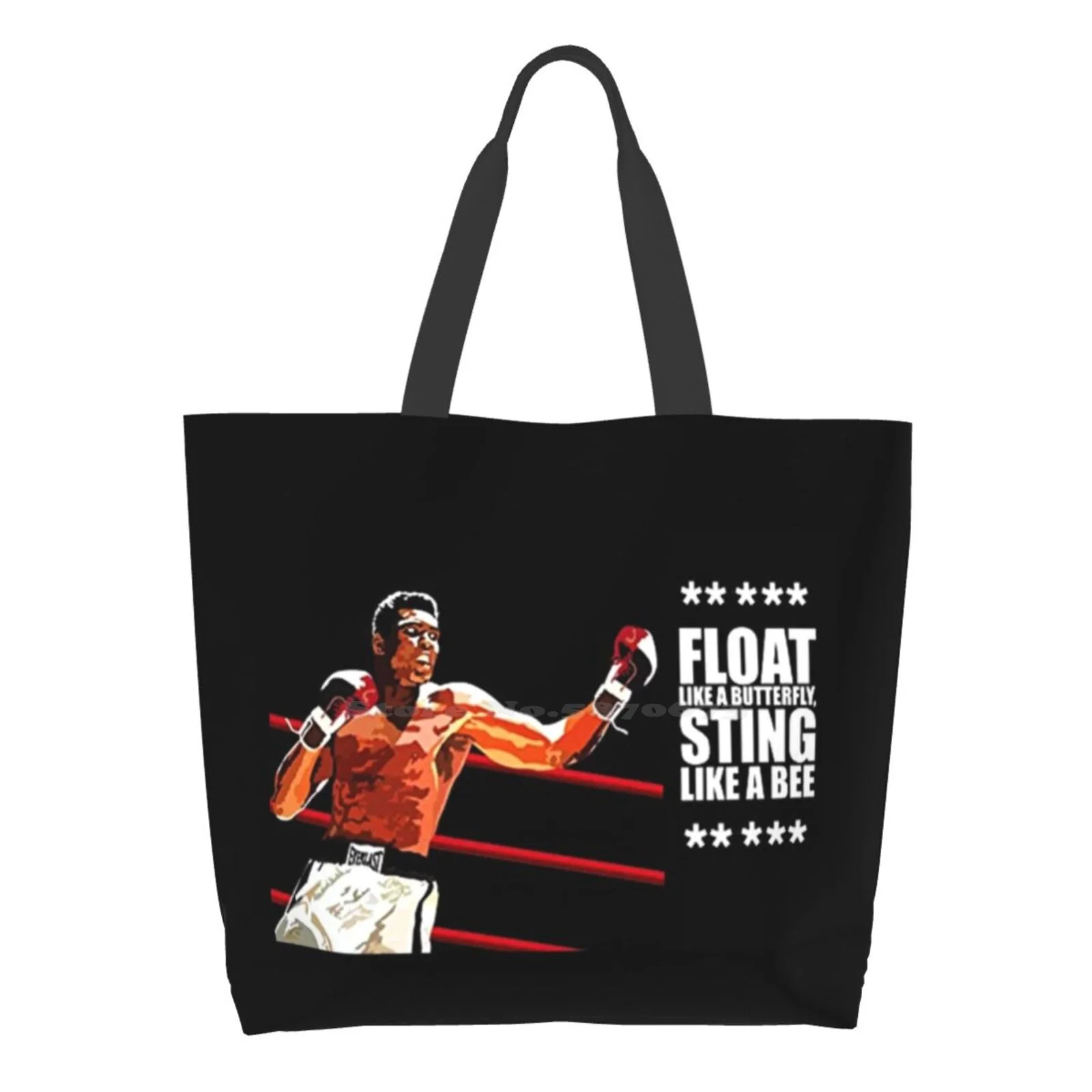 

Muhammad Ali Art Float Like A Sting Like A Bee Women Shopping Bag Girl Tote Large Size Muhammad Ali Design Mohammed Ali