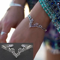 retro plated silver jewelry bohemian opening hollow antique silver crown bracelets bangles for womencolorretro silver