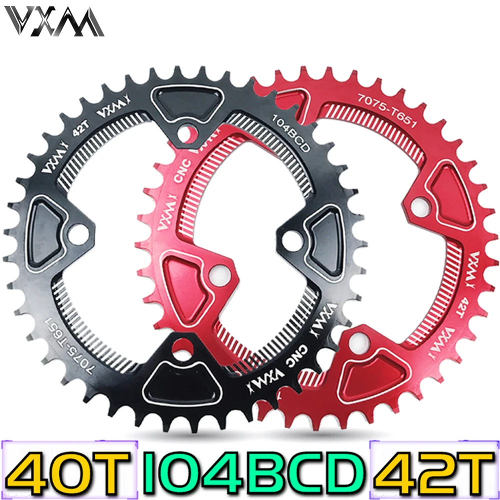 

Vxm Positive and Negative Fluted Disc Pieces Mountain Bike 104bcd Single Disc 40T/42T Disc Aluminum Alloy Large Fluted Disc