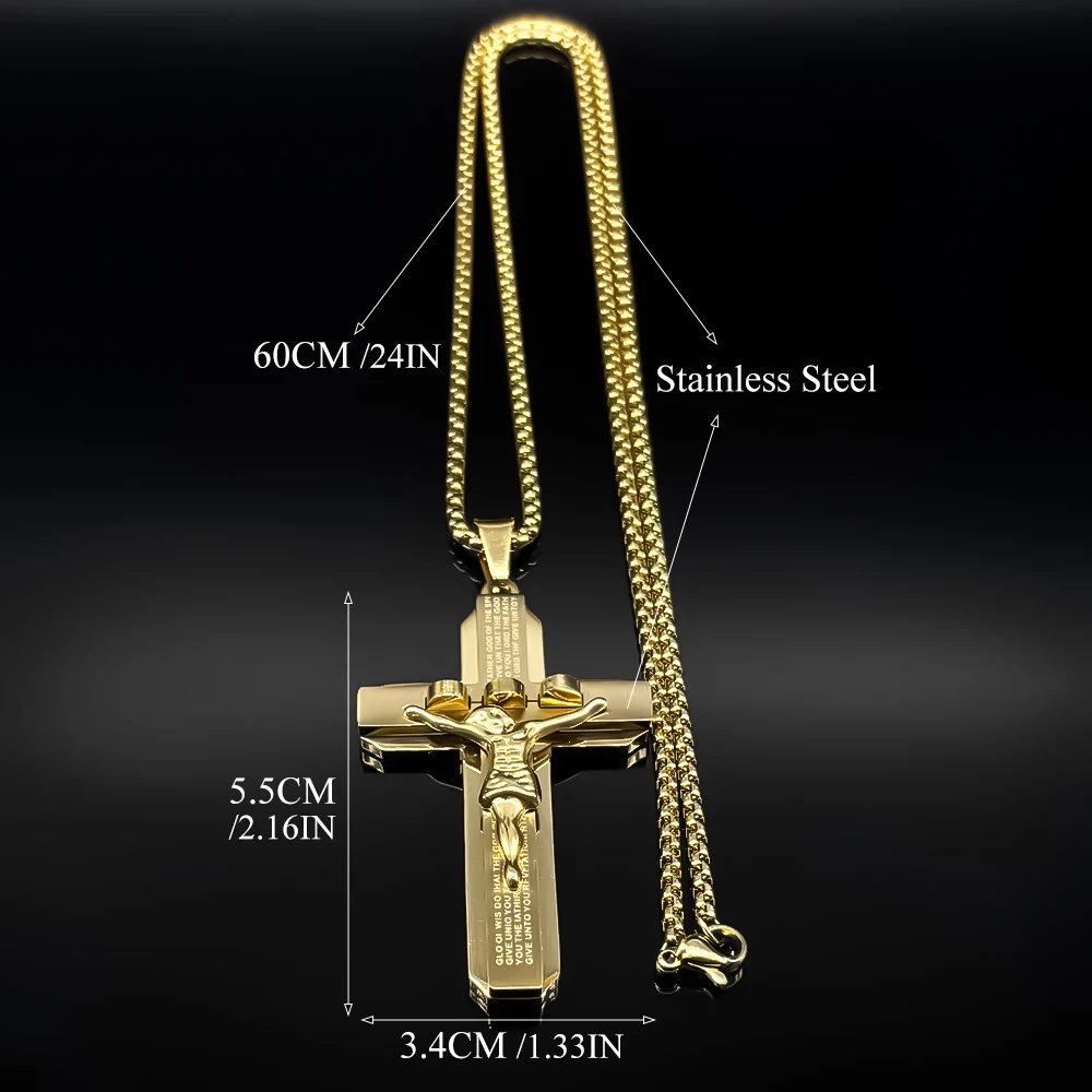 Панк кулон крест Иисус AFAWA нержавеющая сталь золото цвет