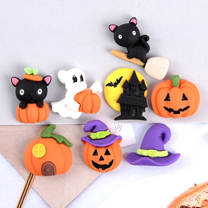 

Resin Halloween Cartoon DIY Crafting Material Flatback Hair Ornament Supply Jewelry Ghost Pumpkin Embellishment Handmade Decor