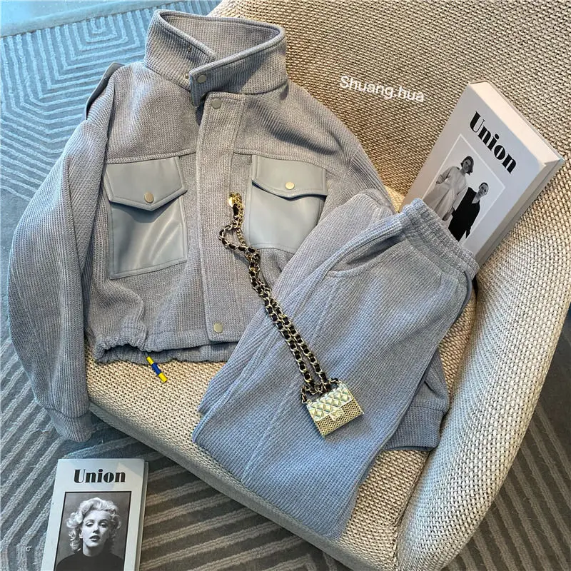 

Небольшой ароматный костюм для отдыха женский новый модный и зарубежный спортивный стиль леггинсы комплект из двух предметов