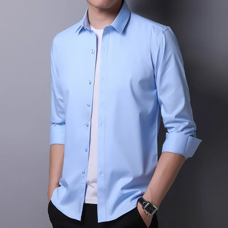 

2023 new spring and autumn long-sleeved shirt men business lapel bottoming shirt 552-1180