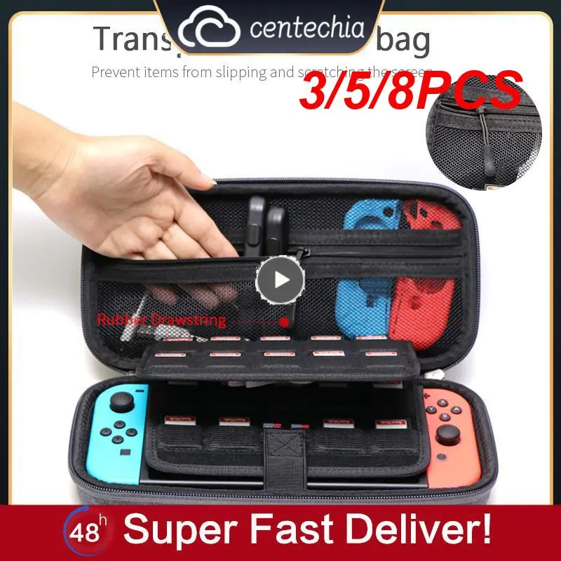 

3/5/8PCS Comfortable Features Durable All Around Zipper Which Switch Console Handheld Carrying Case Large Storage