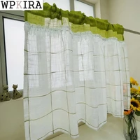 green plaid pearl lace short curtain for kitchen purple linen sheer finished half drape bay window partition porch 042d