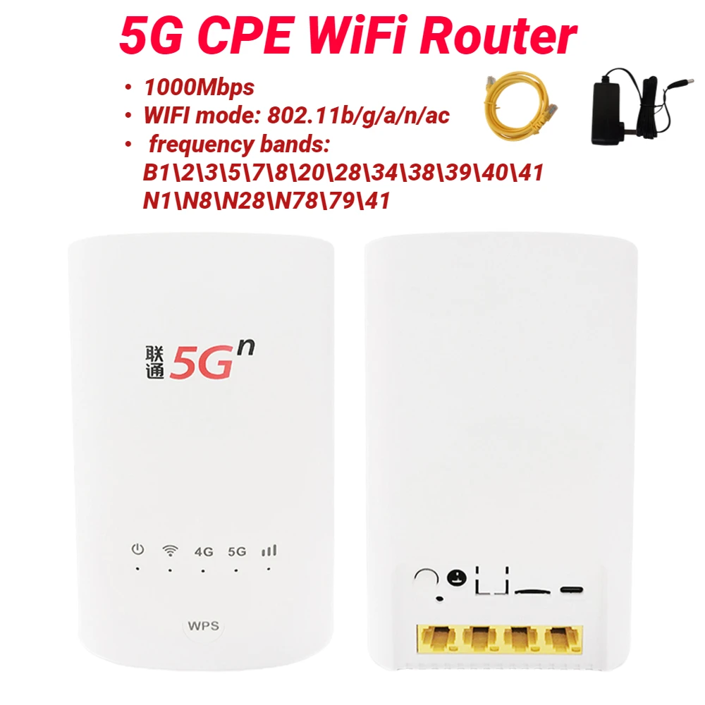 

5G Router 2.4GHz 5GHz Wireless Modem WiFi Hotspot SIM Card Slot EU/US/UK Plug Compatible with 4G 3G Network 9 LED Indicator