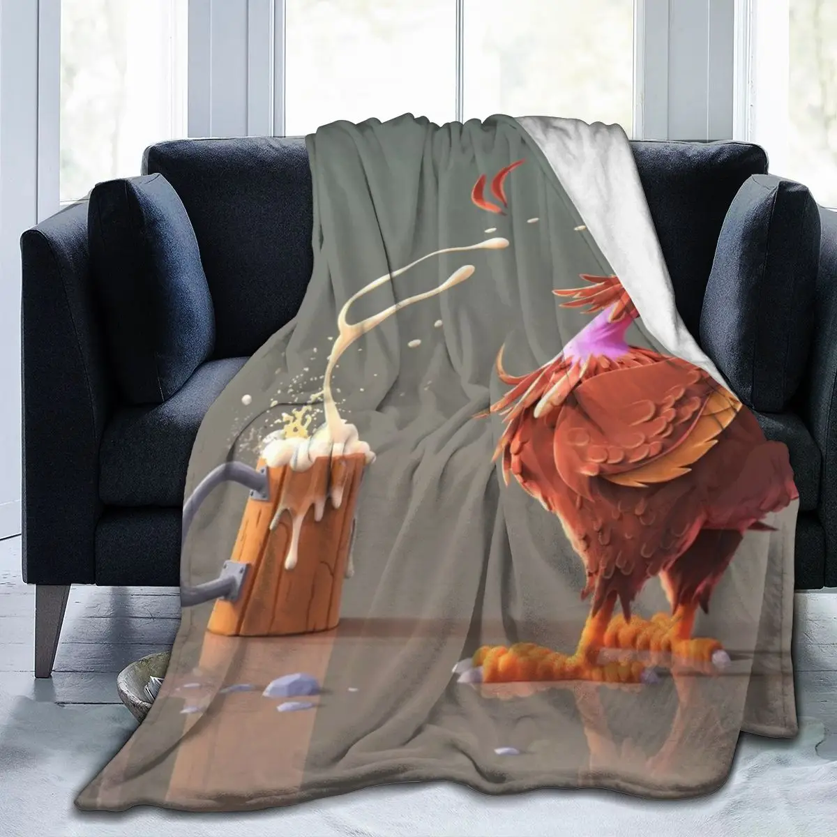 

Fashion animal Chicken 3D printing printed blanket bedspread blanket retro bedding square picnic wool soft blanket Quick Dry