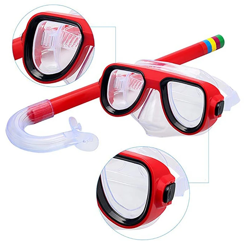 

Kids Diving Goggle Mask Breathing Tube Shockproof Anti-fog Swimming Glasses Band Snorkeling Underwater Accessories Set