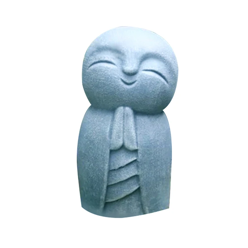 

Sculpture Gifts Ornament Simple Home Outdoor Little Jizo Buddha Statue Resin Praying Garden Decoration Grey Craft Small Monk
