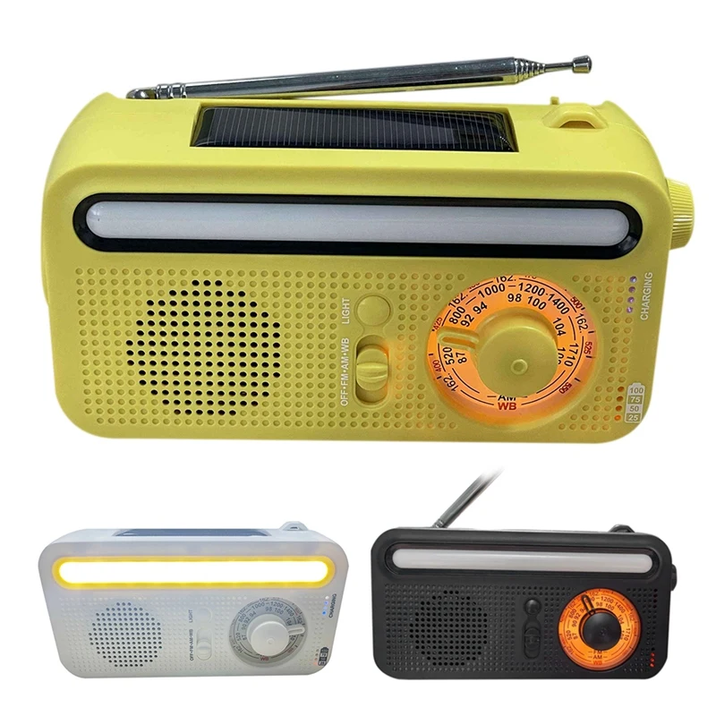 

Аварийное радио на солнечной батарее, AM/FM-радио, 2000 мАч, портативный внешний аккумулятор с ручным фонариком
