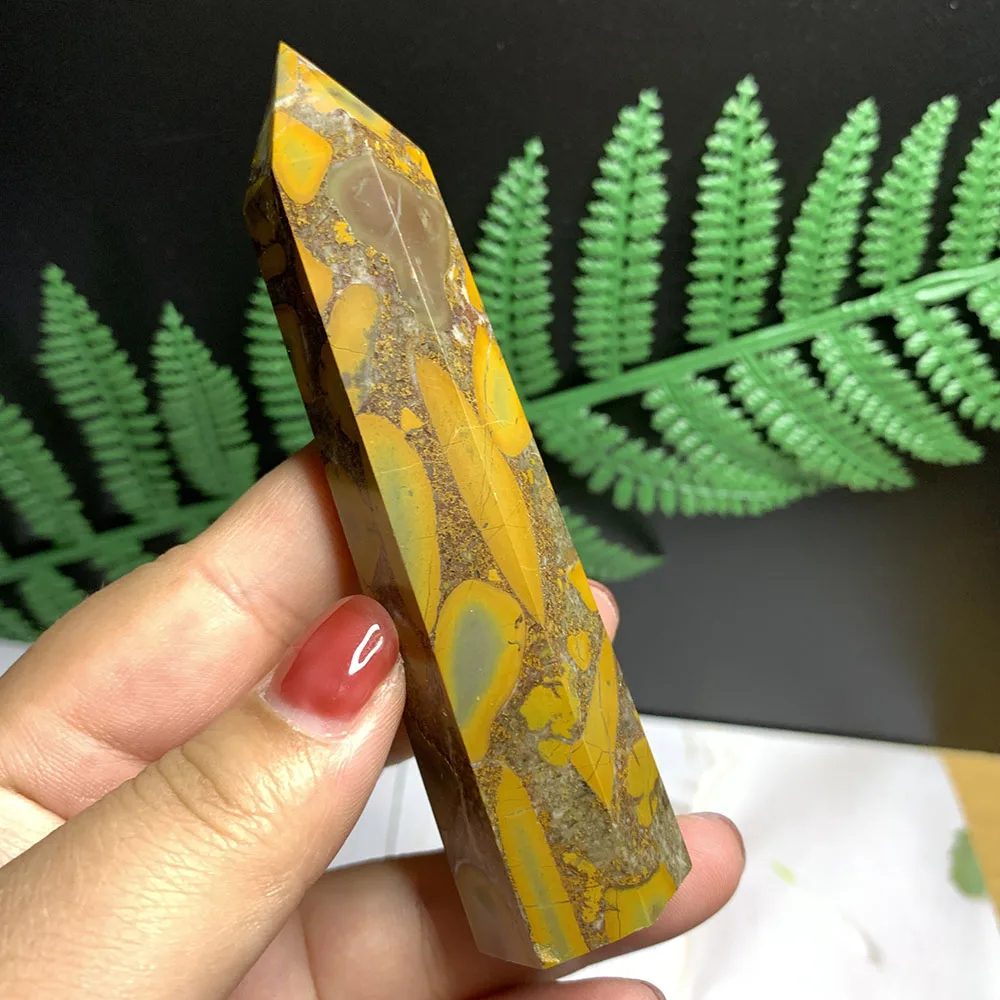 

1 шт. натуральный желтый бамбуковый камень в форме листа, точечные колонны, исцеляющая яшма, хрустальные палочки, башня фэн-шуй для домашнего...