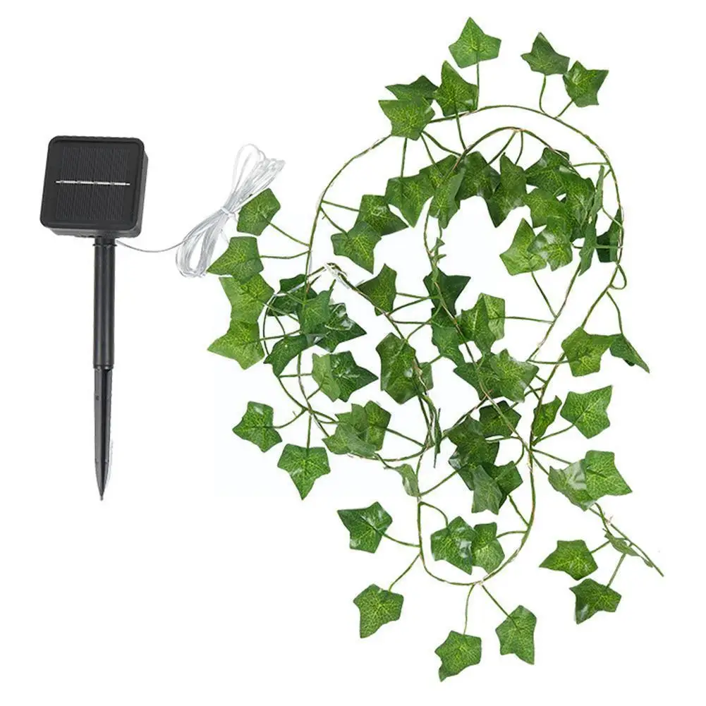 

2m New Maple Leaf Vine Lamp Outdoor Garden Lights Green Leaves Rattan Lantern Waterproof Garland Solar Lamps For Christmas H0H2