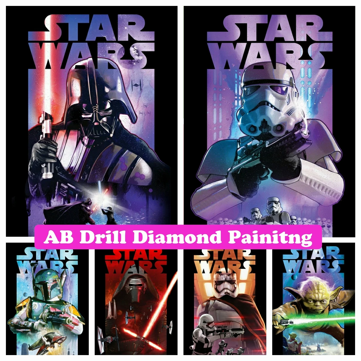 

Star Wars DIY AB Drill Diamond Painting Mosaic Darth Vader Yoda Pictures of Rhinestones Cross Stitch Home Decor Children's Gifts