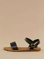 single band ankle strap flat sandal black