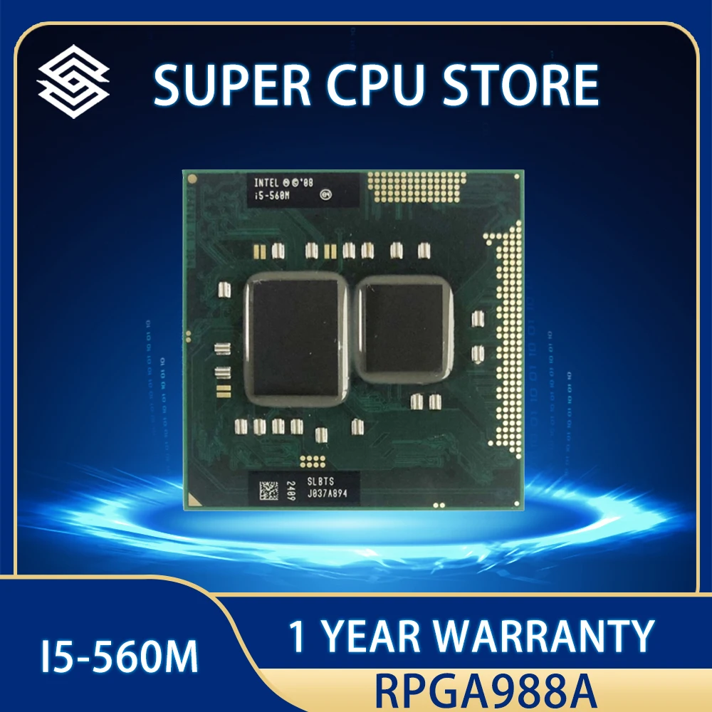 

Intel Core i5-560M i5 560M SLBTS CPU Processor 3W 35W 2.6 GHz Dual-Core Quad-Thread Socket G1 / rPGA988A