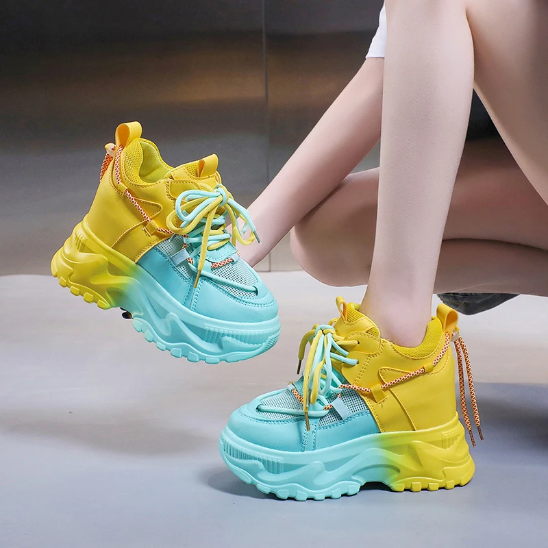 

Platform Sneakers Women Shoes White Black 2022 Fashion Chunky Breathable Sneaker Mixed Colors Casual Sports Zapatillas Mujer