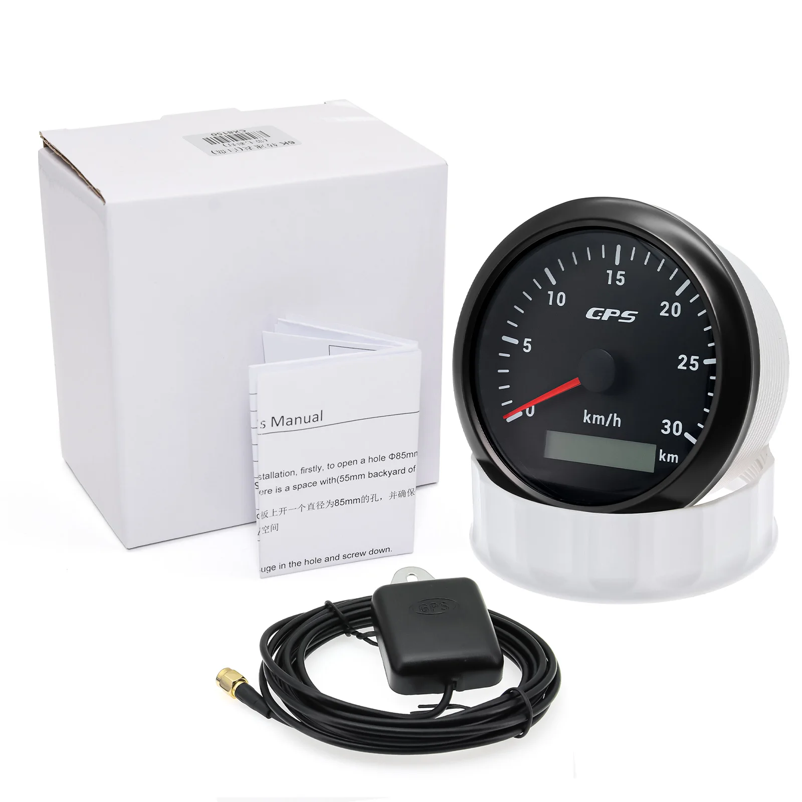 

85 мм GPS спидометр 30/60/80/120/200 км для дизельного двигателя автомобиля, мотоцикла, морского автомобиля, измеритель скорости, антенна 85 мм, кронштейн