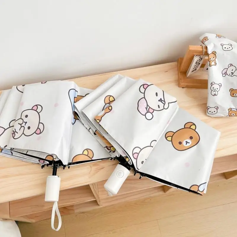 Kawaii милый зонт Rilakkuma двойного назначения дождя и света складной виниловый