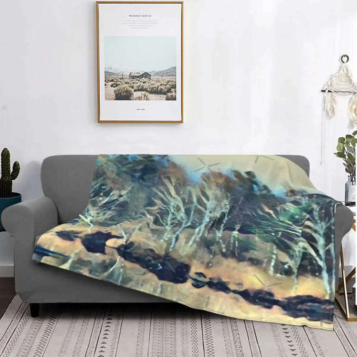 

Kanagawa-Manta de línea de árbol, colcha de cama a cuadros, manta de muselina de lino a cuadros, Sudadera con capucha, fundas de