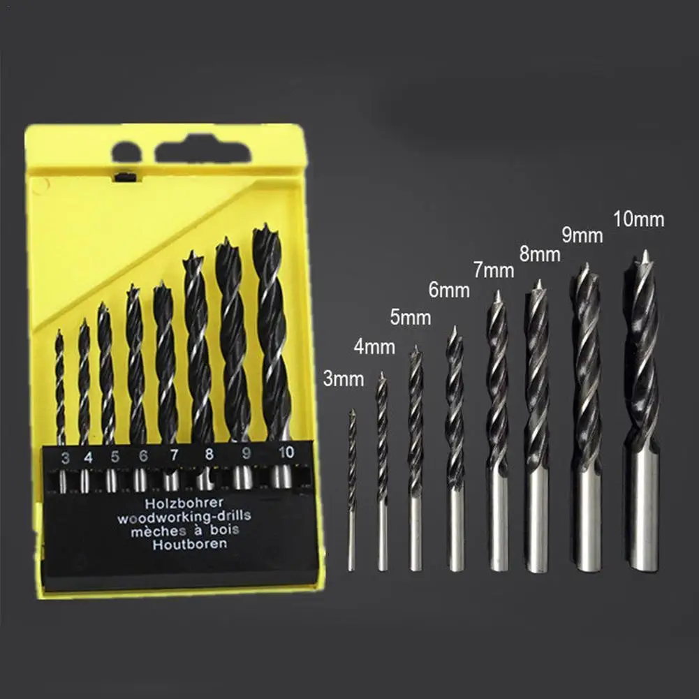Positioning Drill 8PC Three-point Woodworking Drill Bit Set 3-10mm Woodworking Drill Electric Drill Bit