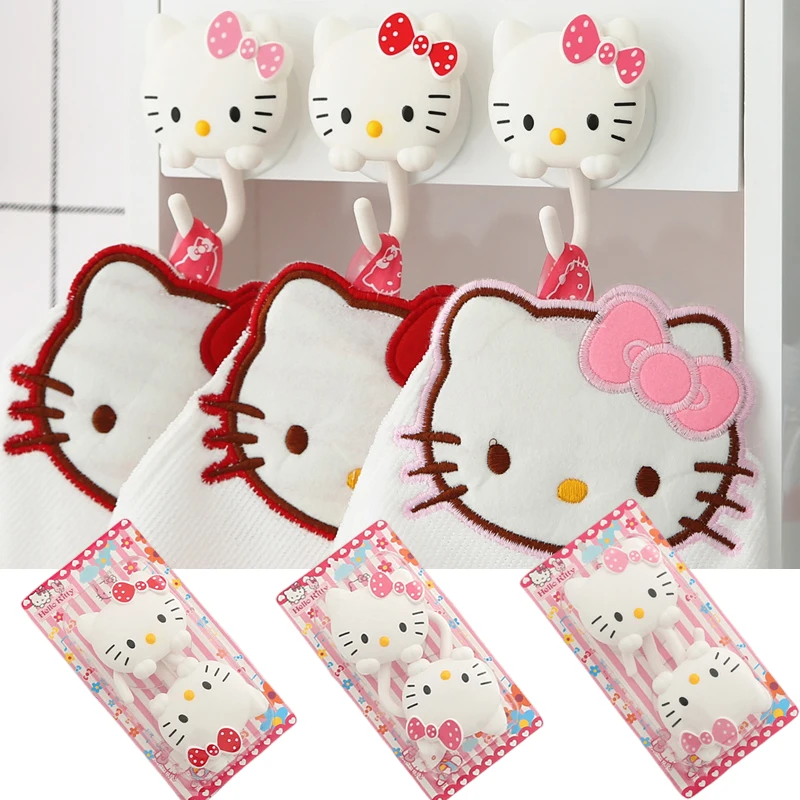 

Hello Kitty Cartoon Household Hook Anime Figure Kawaii Bathroom Tile Glass Suction Cup Hook Wall Toilet Supplies Decor Gift Toy