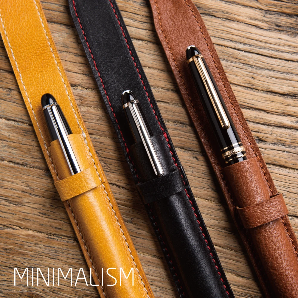 

First Layer Cowhide Pen Leather Case Protective Cover Business Handmade Genuine Leather Pen Sleeve Simple Pen Buggy Bag Single