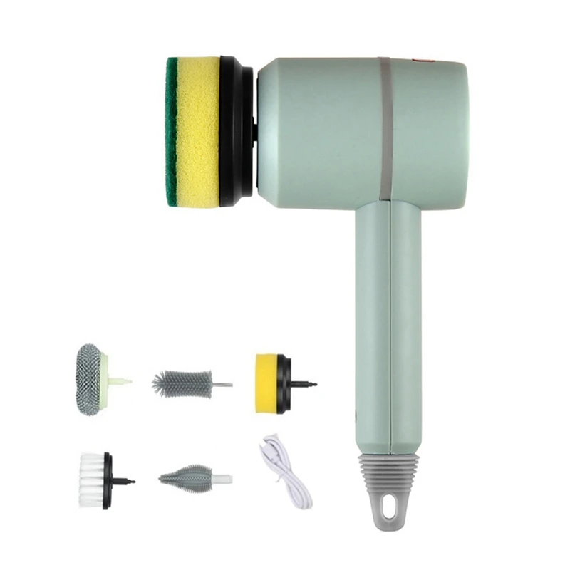 

Electric Cleaning Brush USB Rechargeable Kitchen Cleaning Brush Bathtub Cleaning Brushes Green