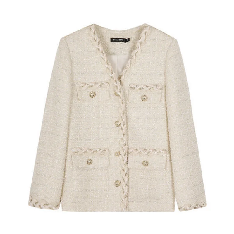 

Женский твидовый пиджак, винтажный пиджак, Блейзер, пальто из твида, 2022