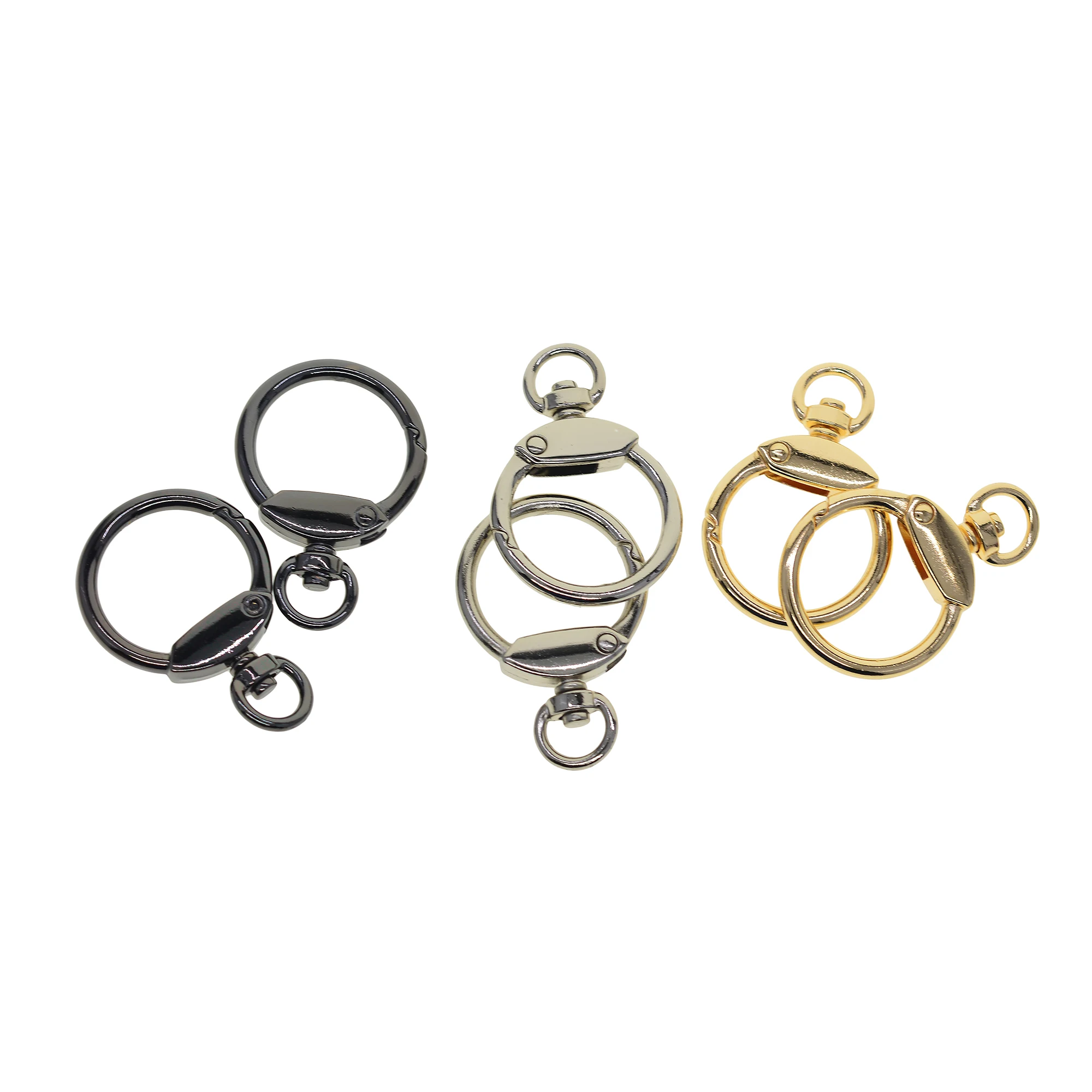 

2023 fashion fine metal alloy circle round snap Hook clasp with Swivel connectors purses keychains Necklace DIY bag strap