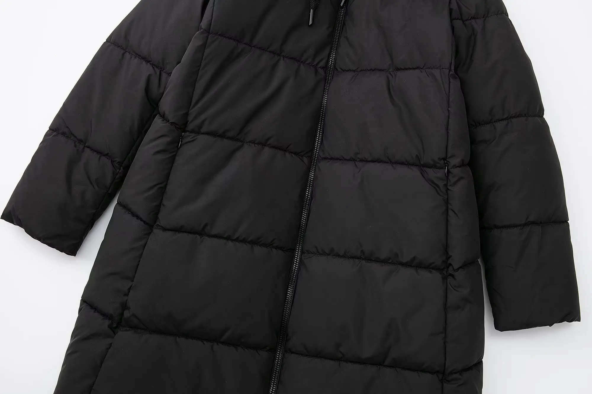 TRAF 2022 Autumn Winter Casual Woman Coat Zipper Casual Hooded Jackets Pockets Wide-waisted Warm Chic Coats Long Female Jackets